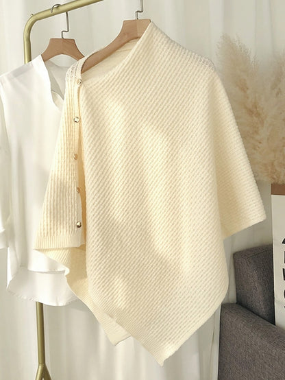 New Autumn Winter Women Ladies Thick Knitting Cape Coat Warm Poncho Oblique Stripe Coat Bohemian Shawl Scarf Solid Women Scarf - LuckyFash™