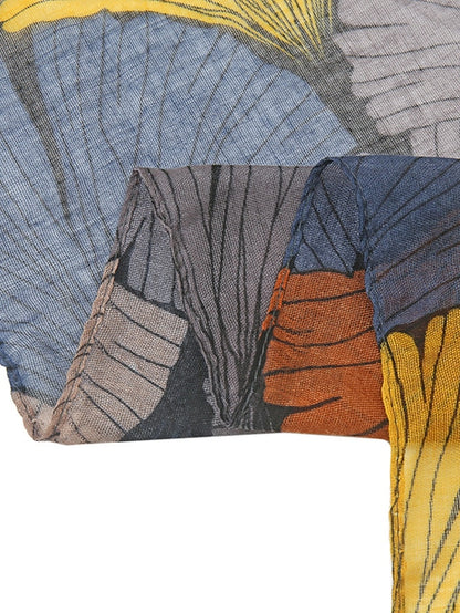 Retro Plant Print Scarves Women Ginkgo Leaf Printing Shawl And Wraps Laday Foulard Flower Hijab Long Style Scarf - LuckyFash™