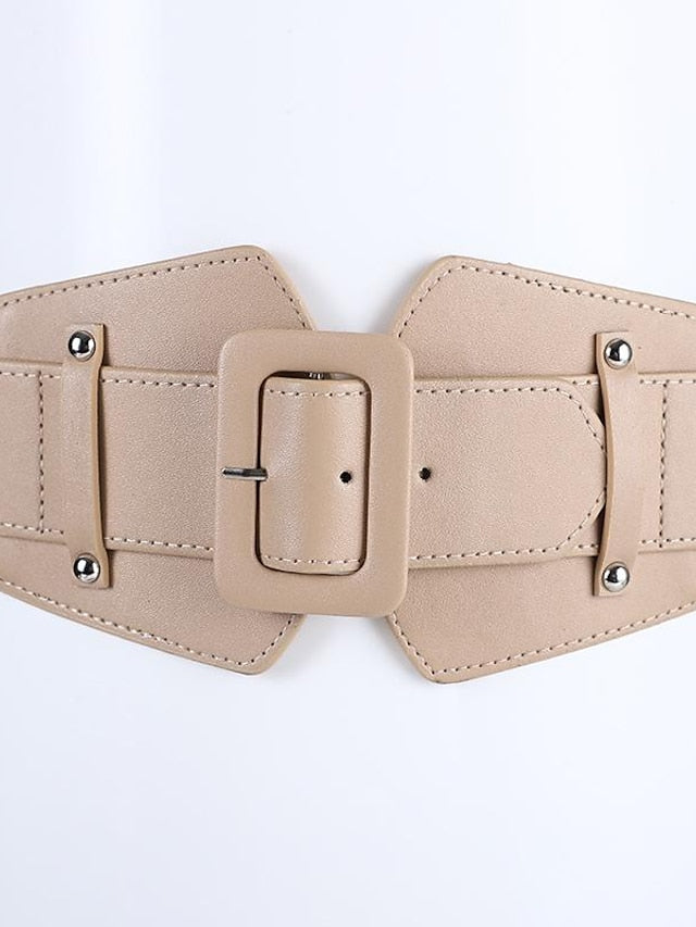 Rectangle Buckle Wide Belt - LuckyFash™