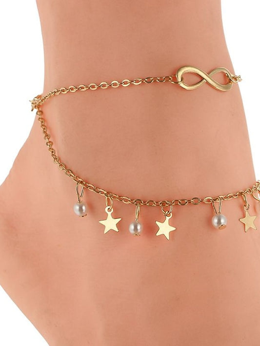 Ankle Bracelet Stylish Simple Women's Body Jewelry For Daily Beach Classic Alloy Star Gold 1pcs - LuckyFash™