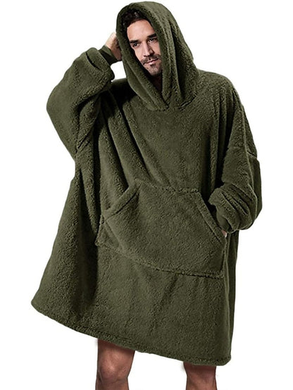 Hoodie Sweatshirt Pullover Sherpa Fleece Teddy Front Pocket Black Navy Blue Green Solid Color Loose Fit Party Hoodie Long Sleeve Fleece for Women - LuckyFash™