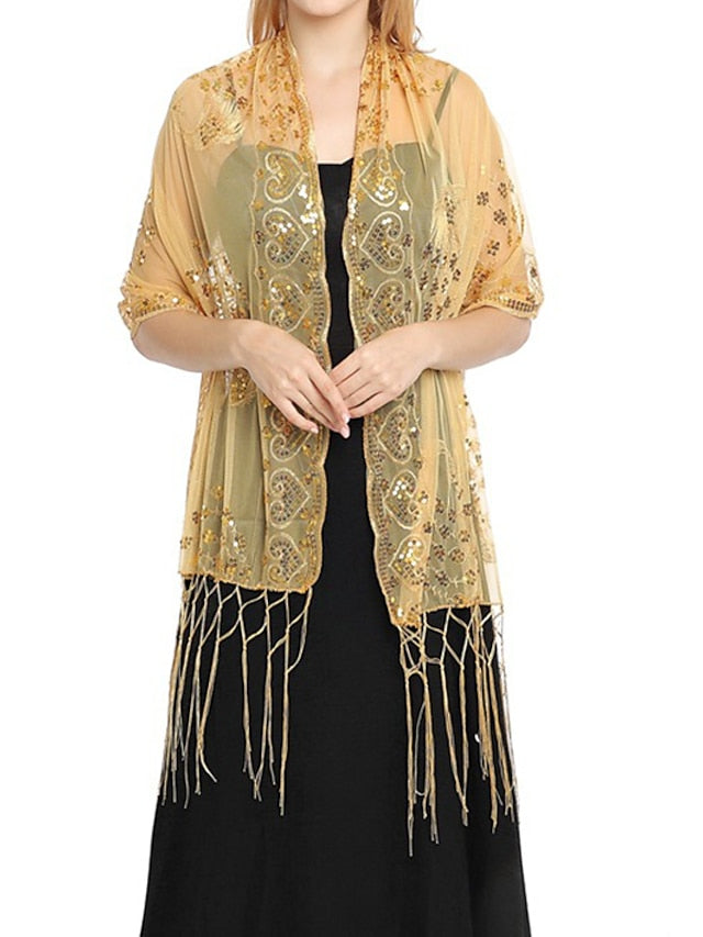 Women's Women's Shawls & Wraps Party Wedding Special Occasion Black Silver White Scarf Flower / Blue / Fall / Winter / Spring / Summer - LuckyFash™