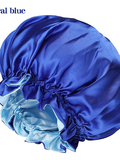 Large double-layer Satin nightcap female European and American large round cap chemotherapy cap Satin bonnet - LuckyFash™