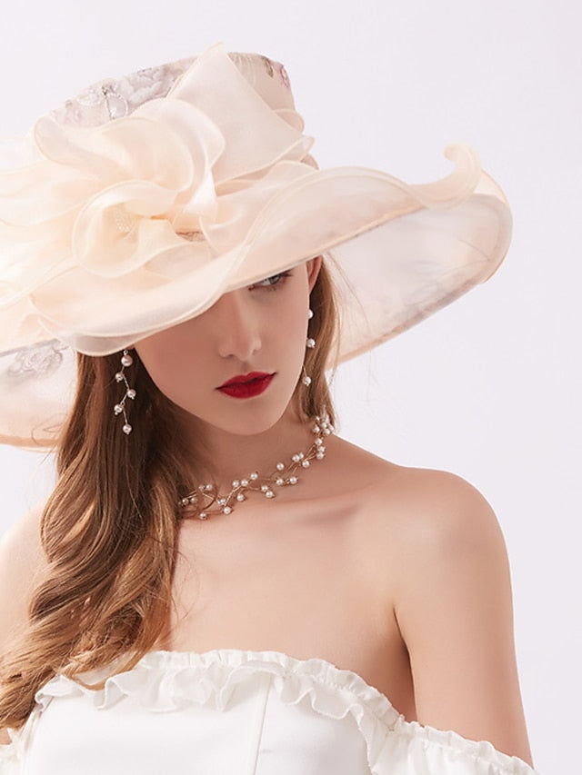 Women's Hat Sun Hat Light Pink Pink Light Gray Outdoor Home Street Mesh Embroidery Flower Portable Windproof Comfort - LuckyFash™