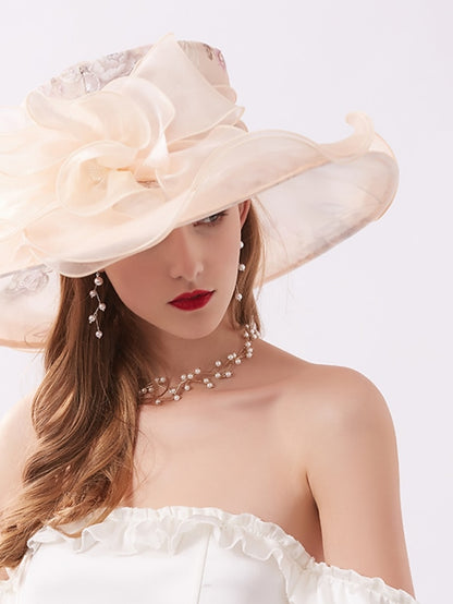 Women's Hat Sun Hat Light Pink Pink Light Gray Outdoor Home Street Mesh Embroidery Flower Portable Windproof Comfort - LuckyFash™