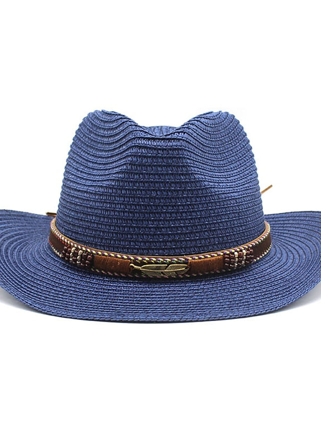 Men's Women's Sun Hat Straw Hat Sports & Outdoor Daily Holiday Solid / Plain Color Straw Retro Simple Style Sunscreen 1 pcs - LuckyFash™
