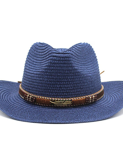 Men's Women's Sun Hat Straw Hat Sports & Outdoor Daily Holiday Solid / Plain Color Straw Retro Simple Style Sunscreen 1 pcs - LuckyFash™