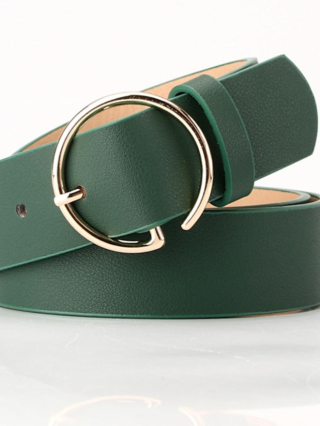 Women's Unisex PU Buckle Belt PU Leather Prong Buckle Plain Casual Classic Party Daily Green Black Brown Navy Blue - LuckyFash™