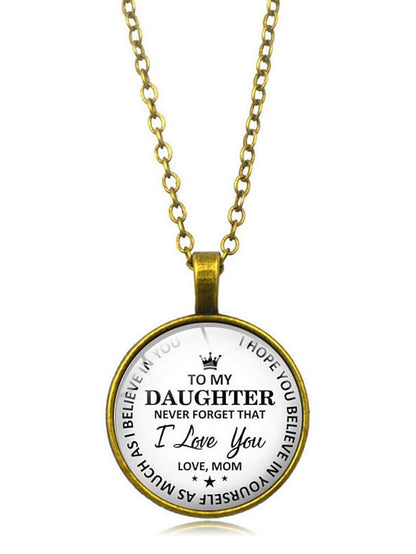 Women's necklace Fashion Street Letter Necklaces & To my Daughter Pendant Round Glass Necklaces / Sweater Chain Necklace - LuckyFash™