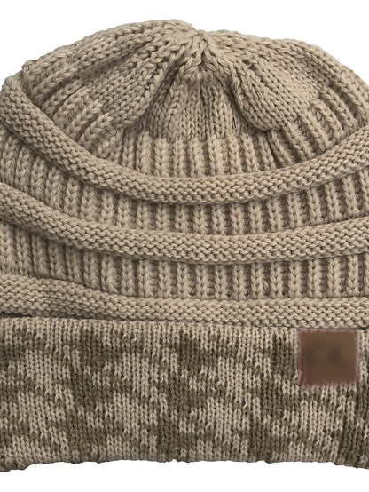 Women's Hat Beanie / Slouchy Black Wine Light Gray Outdoor Home Street Knitted Houndstooth Portable Windproof Comfort - LuckyFash™