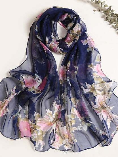 Flower Summer Women Thin Style Scarf Bandana Soft Bandana Female Elegant Shawl Hijab Hairscarves Beach Scarf - LuckyFash™