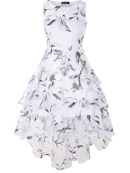 Women's Lace Dress Cocktail Dress Swing Dress Midi Dress White Green Gray Sleeveless Floral Lace Summer Spring Crew Neck Party Birthday Evening Party Wedding Guest 2023 S M L XL 2XL 3XL / Vacation - LuckyFash™