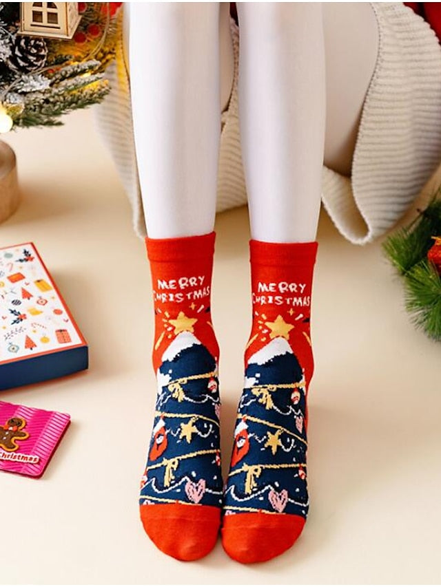 Women's Crew Socks Party Christmas Gift Animal Spandex Cotton Basic Casual Classic Warm Cute 4 Pairs - LuckyFash™