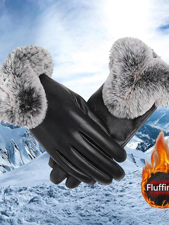 Women's Touchscreen Gloves Warm Winter Gloves Gift Daily Solid / Plain Color PU Leather Simple 1 Pair - LuckyFash™