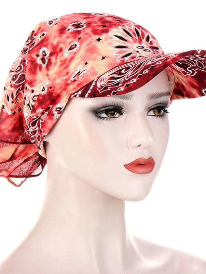 Women Bandana Scarf Cap Sunscreen Hedging Cap Printed Brim Baseball Cap Colorful Sunshade Hooded Scarf Headpiece Headscarf Baseball Hat - LuckyFash™