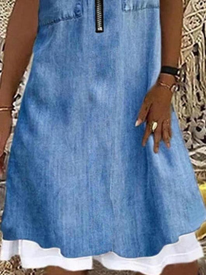 Denim Sleeveless Round Neck Casual Dress - LuckyFash™