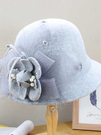 Women's Party Hat Party Wedding Special Occasion Flower Flower Camel Black Hat White Gray Fall Winter Spring - LuckyFash™