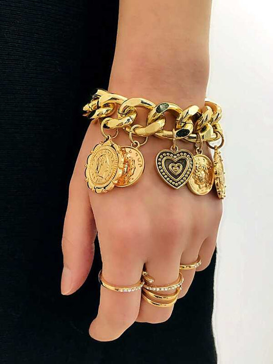 Disc Charm Chain Bracelet 1pc - LuckyFash™