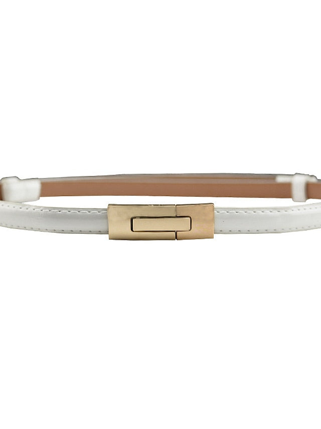 Women's Skinny Belt Party Street Dailywear Holiday Gold Silver Belt Pure Color Blue Fall Winter Spring Summer - LuckyFash™