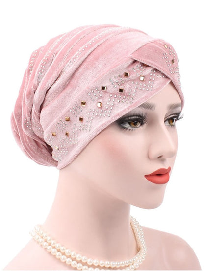 Solid Color Inner Hijabs Muslim Turban Caps For Women With Drill Ethnic Islamic Wrap Head Turbante Ready To Wear Hijab Bonnet - LuckyFash™