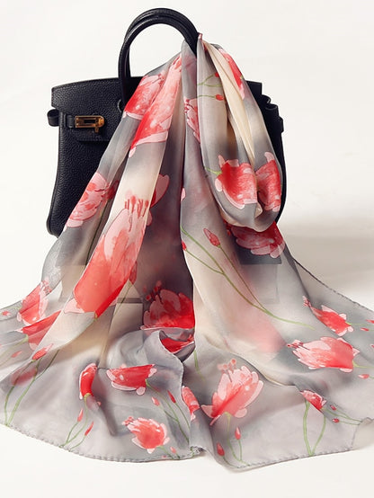 Women's Flower Wrap Shawl Stole Scarf Scarves Holiday Thin Fashion Scarf for Female - LuckyFash™