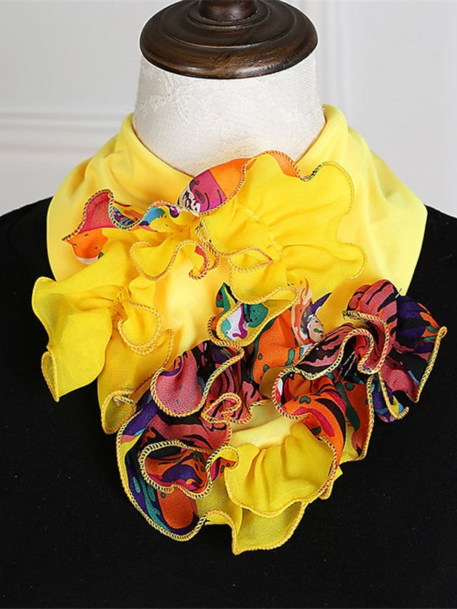 Floral Chiffon Neck Guard False Collar Hedging Scarf Summer Autumn Women Protect Cervical Elastic Bib Headneck - LuckyFash™