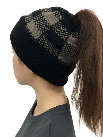 Women's Hat Beanie / Slouchy Black Khaki Red Outdoor Home Street Knit Plaid Windproof Comfort Warm - LuckyFash™