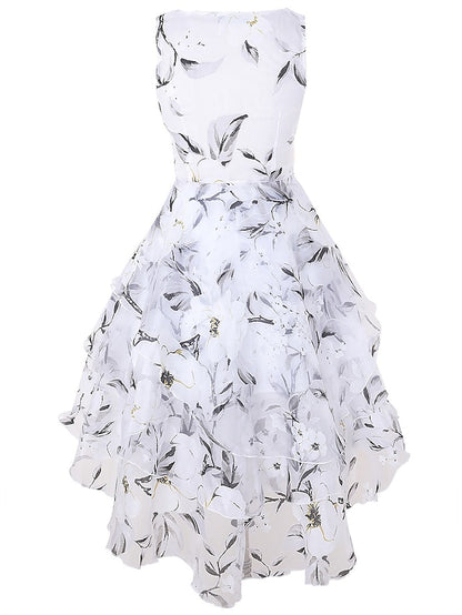Women's Lace Dress Cocktail Dress Swing Dress Midi Dress White Green Gray Sleeveless Floral Lace Summer Spring Crew Neck Party Birthday Evening Party Wedding Guest 2023 S M L XL 2XL 3XL / Vacation - LuckyFash™