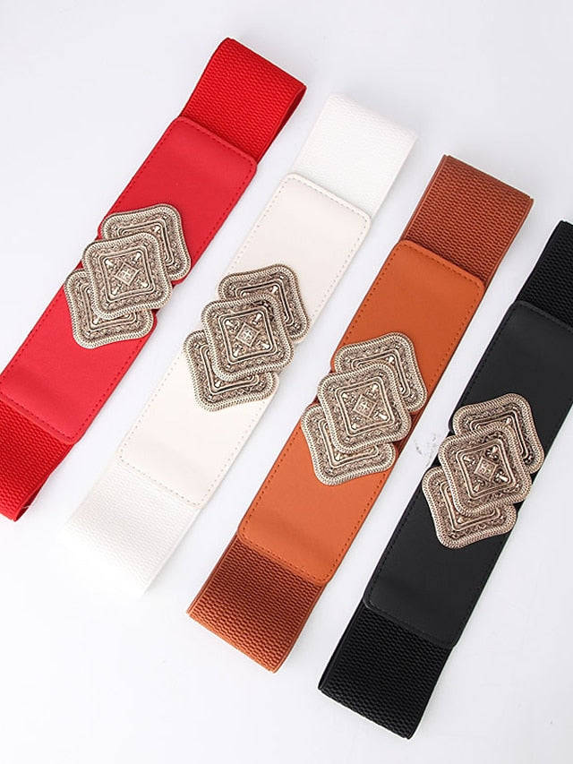 Women's Belt PU White Black Brown Rose Red Wide Belt Outdoor Holiday Multicolor Pure Color / Spring / Summer / Fall / Winter - LuckyFash™