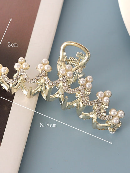 AOPRIE Pearl Metal Hair Clips for Women 2.5 In Small Size Claw Clip for Girls Hair Clips Claw Hair Accessories for Women Gold - LuckyFash™