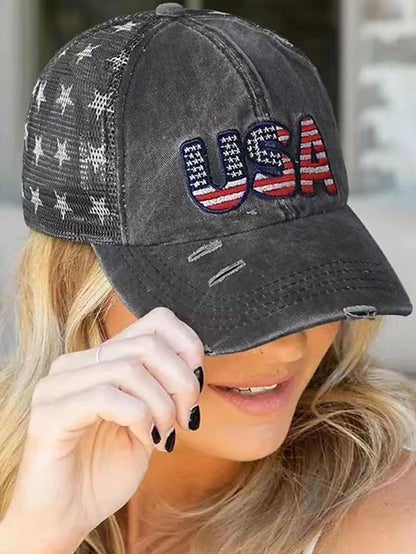 Washed Baseball Cap Men Cotton Dad Hat Usa American Flag Unisex Hip Hop Hat Sport Caps Hip Hop Hats Casual Adjustable Sunshade Hat - LuckyFash™