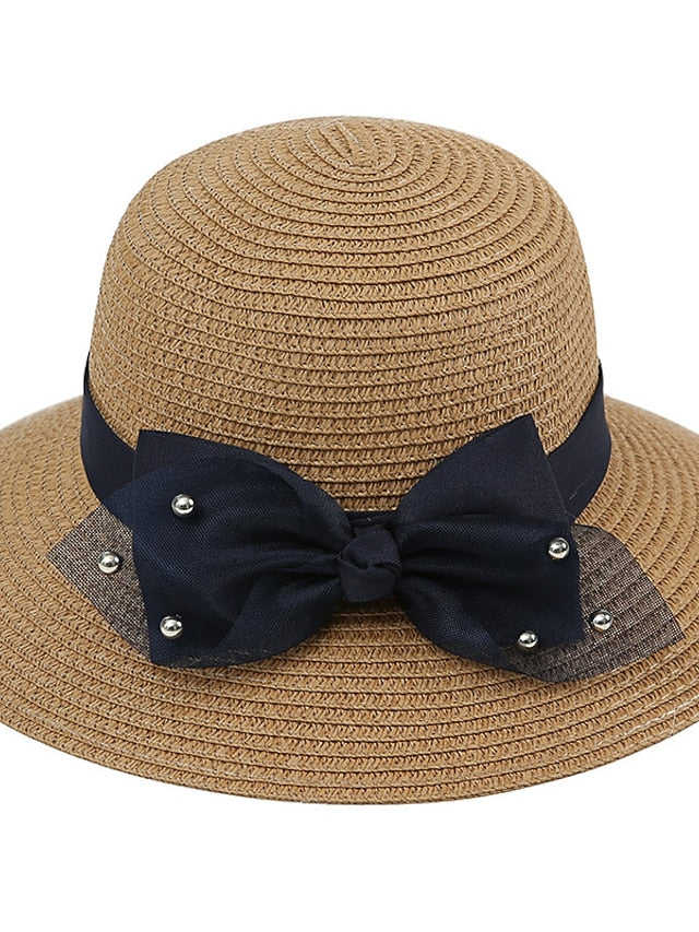 Summer Holiday Casual Women Straw Hat Beach Round Top Outdoor Bow Sun Hat - LuckyFash™