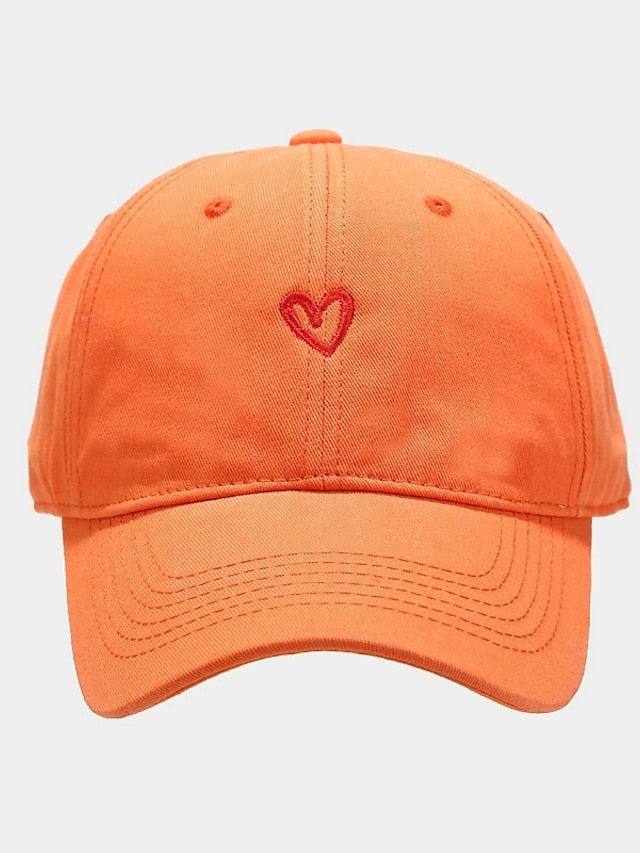 Cotton Baseball Caps Unisex Casual Sunhat Heart Embroidery Man Women Summer Hat Outsport Daily Duck Tongue Cap Couple Sun Visor - LuckyFash™