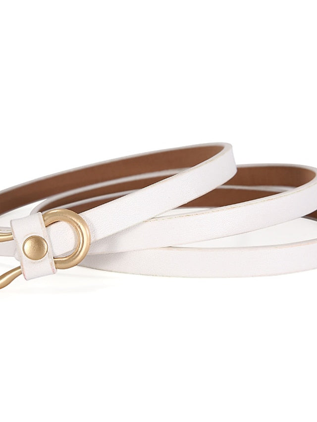 Women's Skinny Belt PU Leather Metal Bucke Plain Casual Work Daily Black White Brown Green - LuckyFash™