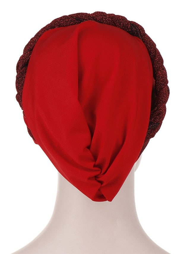 India Muslim Women Hijab Hat Two Color Splicing Cap Braid Turban Headscarf Islamic Head Wrap Lady Beanie Bonnet Hair Loss Cover - LuckyFash™