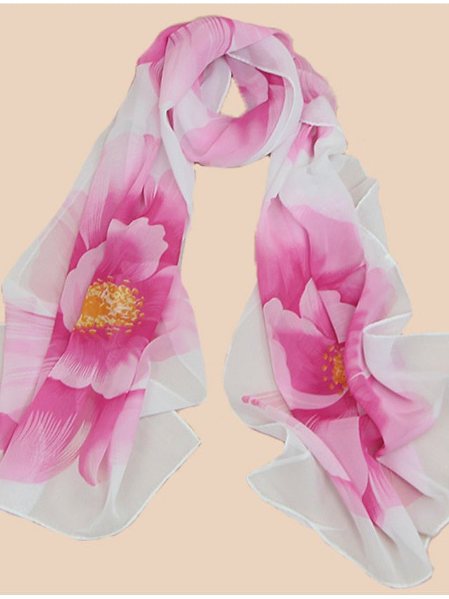 Women'S Large Floral Silk Scarf Cycling Sun Protection Long Scarf - LuckyFash™