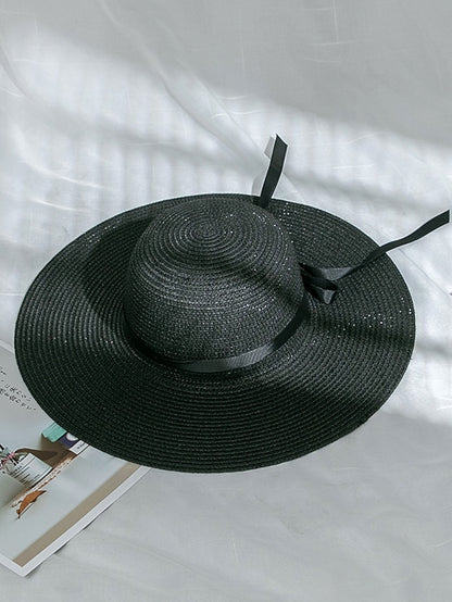 Multi Colors with Black Ribbon Beach Hat Floppy Beach Hats Personalized Beach Hat Friend Gift Summer Sun Hat - LuckyFash™