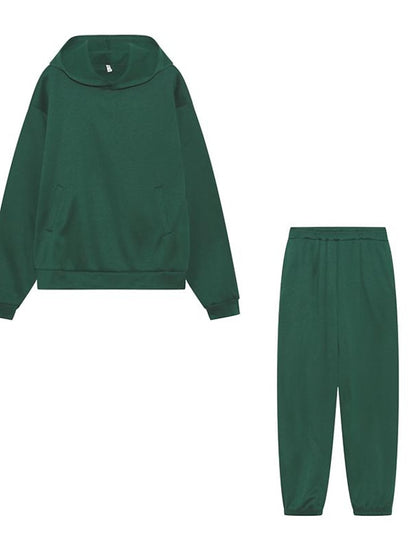 Hoodie 2 Piece Solid / Plain Color Sports Regular Winter Creamy-white ArmyGreen Big red Purple Pink for Women - LuckyFash™