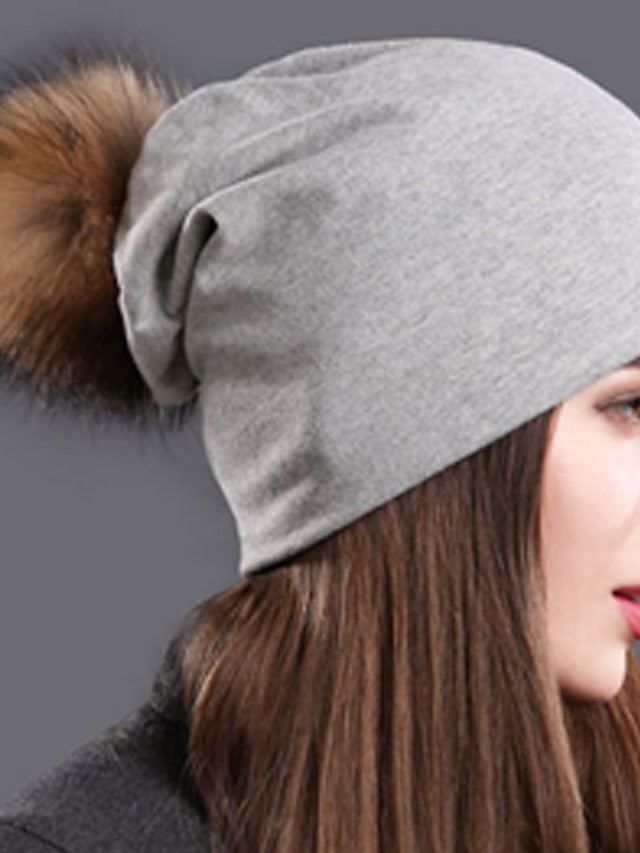 Women's Hat Beanie / Slouchy Black Light Gray Dark Gray Outdoor Home Daily Knit Pure Color Windproof Comfort Warm - LuckyFash™