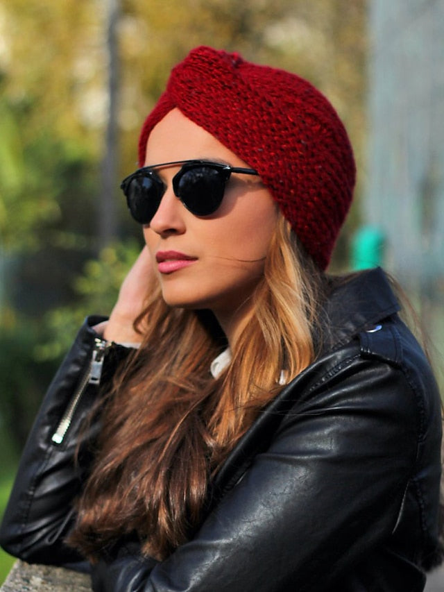 Muslim Inner Hijab Caps Bohemia Turban Cross Wrap Head Indian Hat Knitting Hijab Bonnet Turbante Cap for Women Wear - LuckyFash™