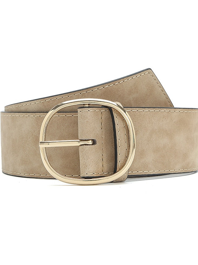 Women's Unisex PU Buckle Belt PU Leather Prong Buckle O-ring Classic Casual Party Work Black White Pink Red - LuckyFash™