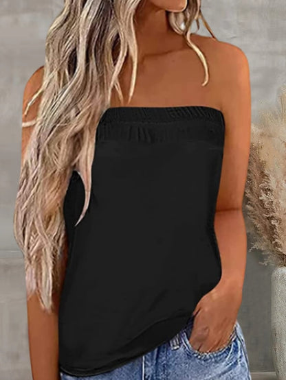 Bandeau Black White Pink Floral Geometric Print Sleeveless Casual Daily Basic Cold Shoulder Regular Floral Geometric S for Women - LuckyFash™