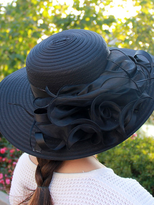 Women's Party Hat Party Street Daily Flower Solid Colored Black White Hat Basic Blue Fall Winter Spring - LuckyFash™