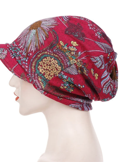 Women's Print Beanies Hat Female Autumn Winter Cotton Baseball Hats Ponytail Vintage Warm Turban Cap Visors Caps - LuckyFash™