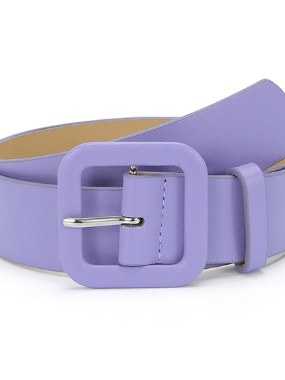 Women's Unisex PU Buckle Belt PU Leather Prong Buckle Plain Classic Casual Party Work Violet Black Pink Brown - LuckyFash™