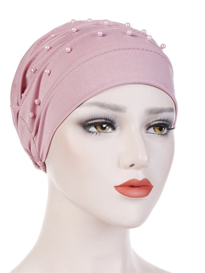 Fashion Muslim Women Turban Scarf Pearl Fold Turban Hat Cancer Chemo Beanies Cap Islamic Wrap Headscarf Musulman Femme Hijab Hair Accessories - LuckyFash™