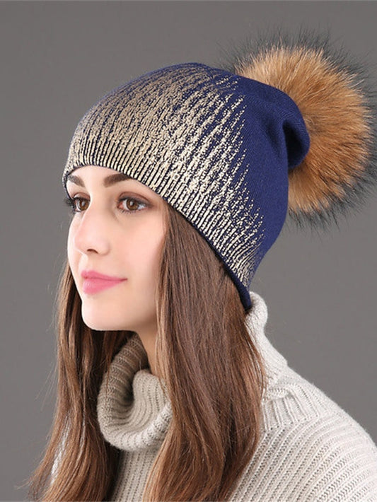 Women's Hat Beanie / Slouchy Black Blue Gold Outdoor Home Daily Knit Color Block Portable Windproof Comfort - LuckyFash™