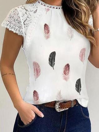 Elegant Lace Round Neck Short Sleeve Top - LuckyFash™