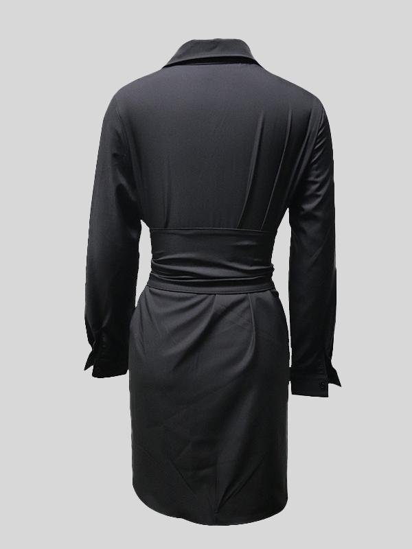 Elegant Lapel Solid Color Dress - LuckyFash™
