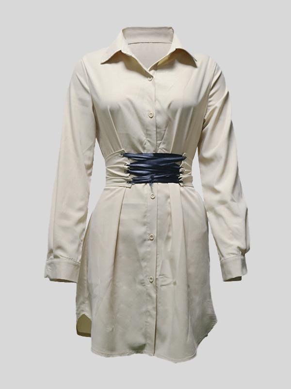 Elegant Lapel Solid Color Dress - LuckyFash™